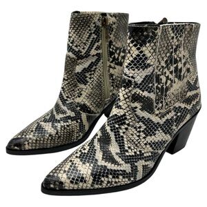 BLONDO Black and Cream Snakeskin Waterproof Boots